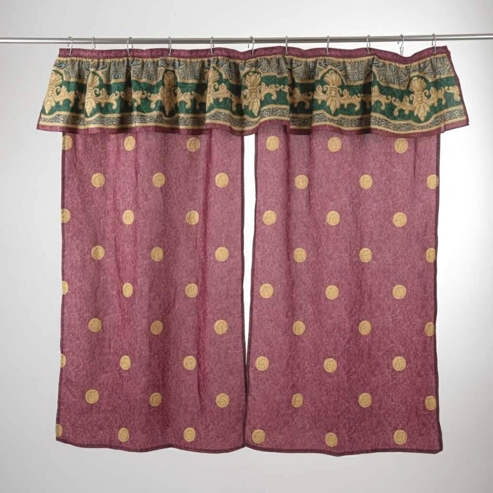 Vintage Springs Shower Curtain Maroon Gold Medallion 90s Art Deco Made in USA